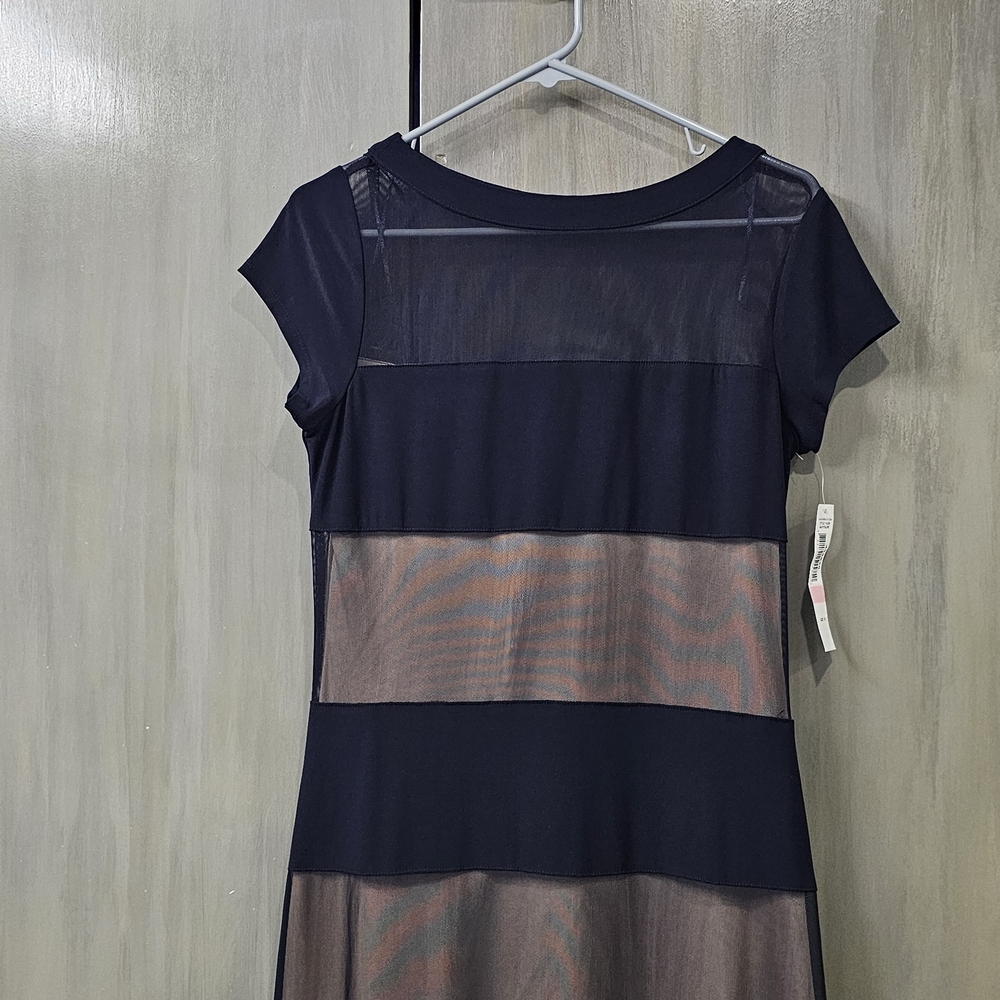 * NWT RM RICHARDS MESH STRIPE JERSEY BLACK SHEATH DRESS SIZE 10